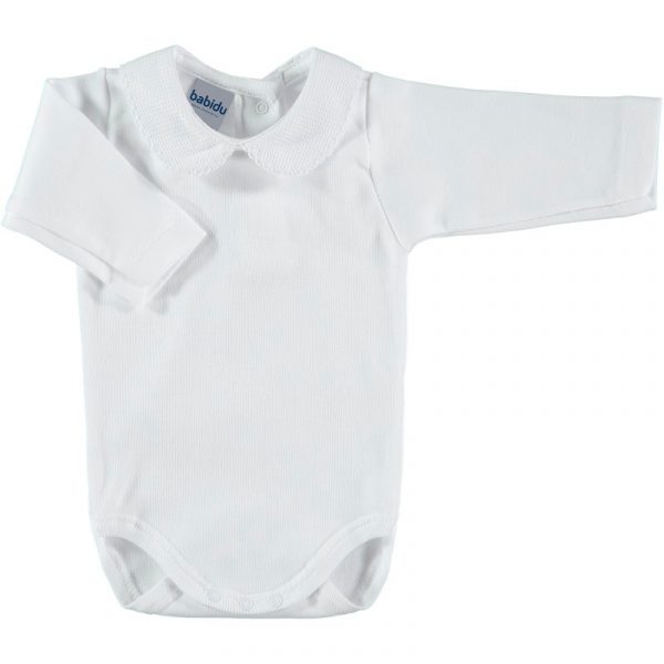 Body Manga Larga Cuello Bebé Piqué Blanco