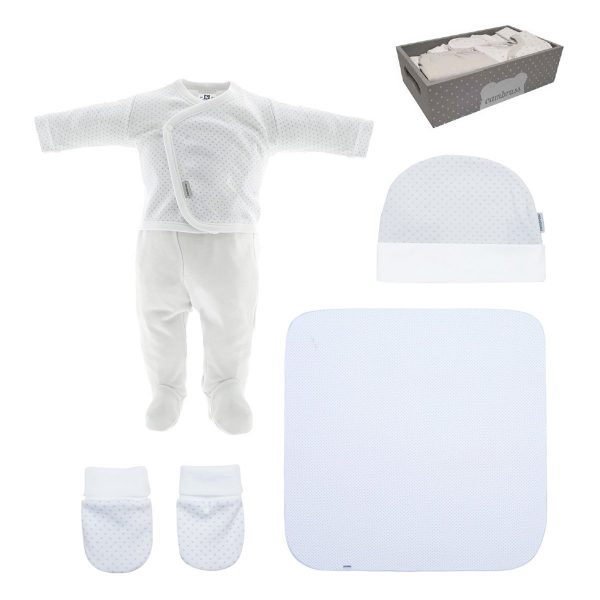Conjunto primeras puestas 5 piezas topitos Celeste