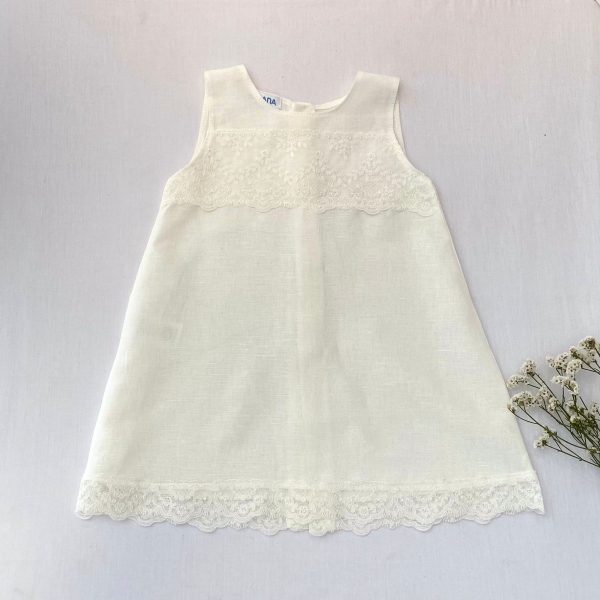 Vestido de lino encajes ceremonia