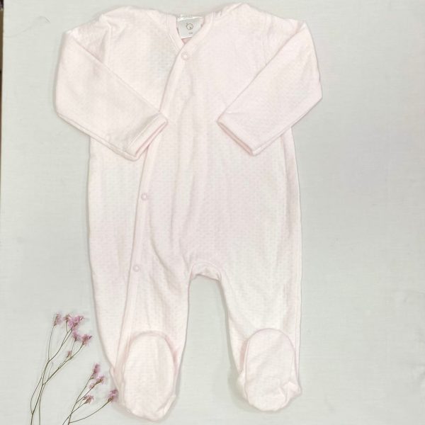Pelele largo broches cruzado algodón troquelado rosa