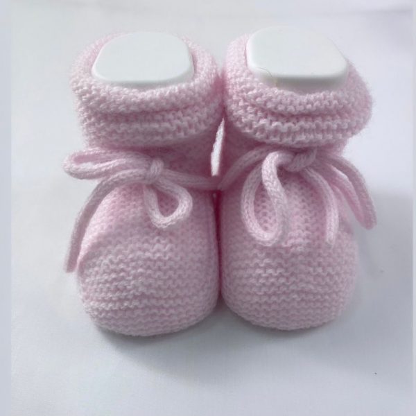 Patuco Punto invierno Cordón ajustable rosa bebé