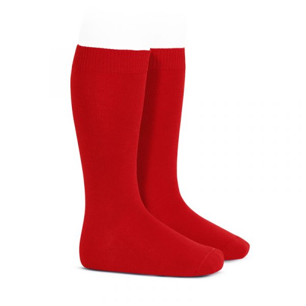 Calcetines alto básico punto liso rojo