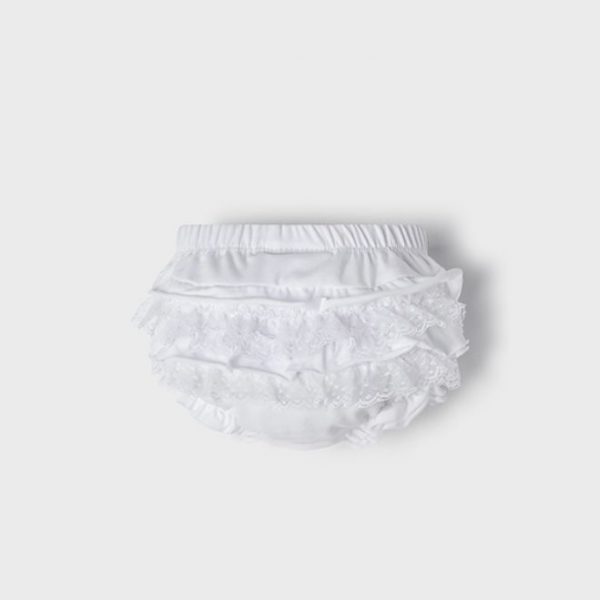 Braga culetín volantes algodón blanco