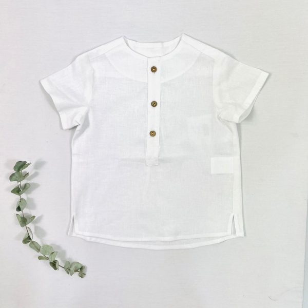 Camisa manga corta Botones delanteros Blanca
